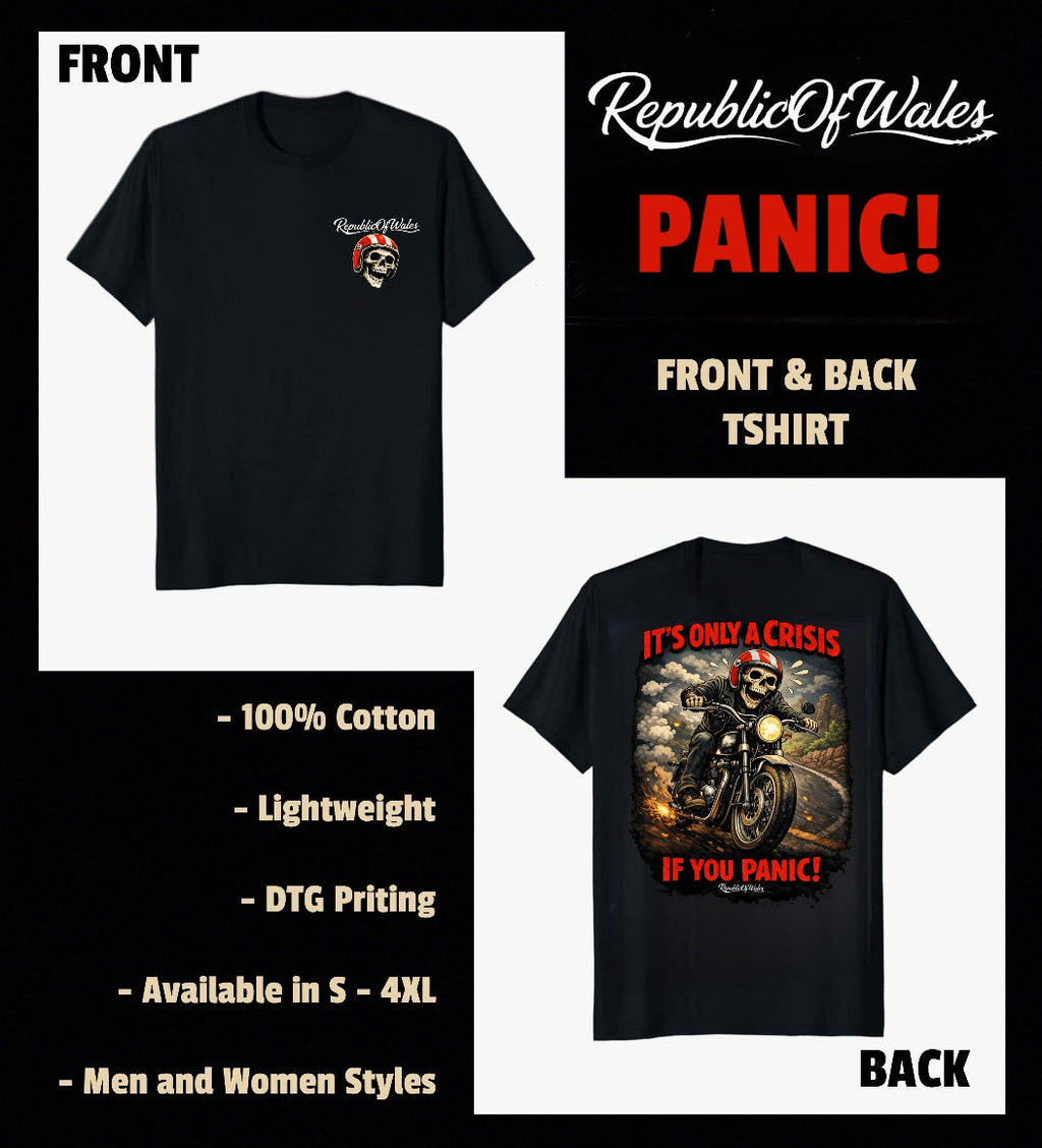 PANIC! FRONT AND BACK T-SHIRT